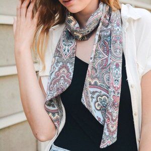 Versatile Paisley Scarf - Light Blue/Pink